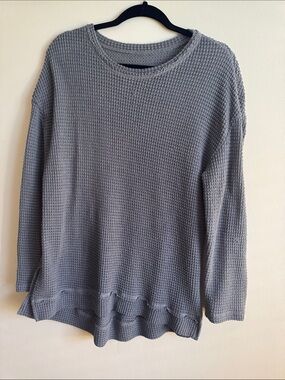 Women's Waffle-Knit Lightweight Gray Sweater